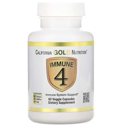 California Gold Nutrition, Immune 4, Suplemento de refuerzo inmunitario, 60 cápsulas vegetales