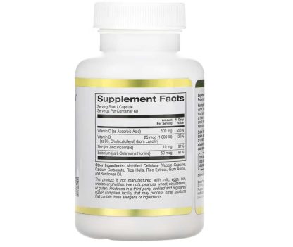 California Gold Nutrition, Immune 4, Suplemento de refuerzo inmunitario, 60 cápsulas vegetales