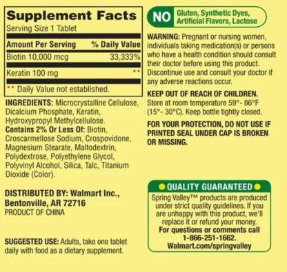Spring Valley Extra Strength Biotin + Keratina